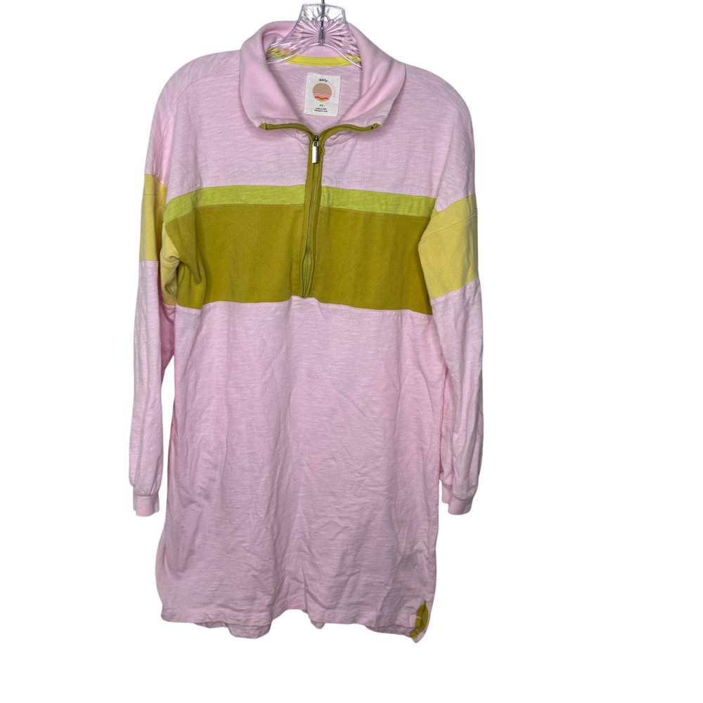 Daily Practice Pink Colorblock Quarter Zip Long‎ Sleeve Tunic Dress XS